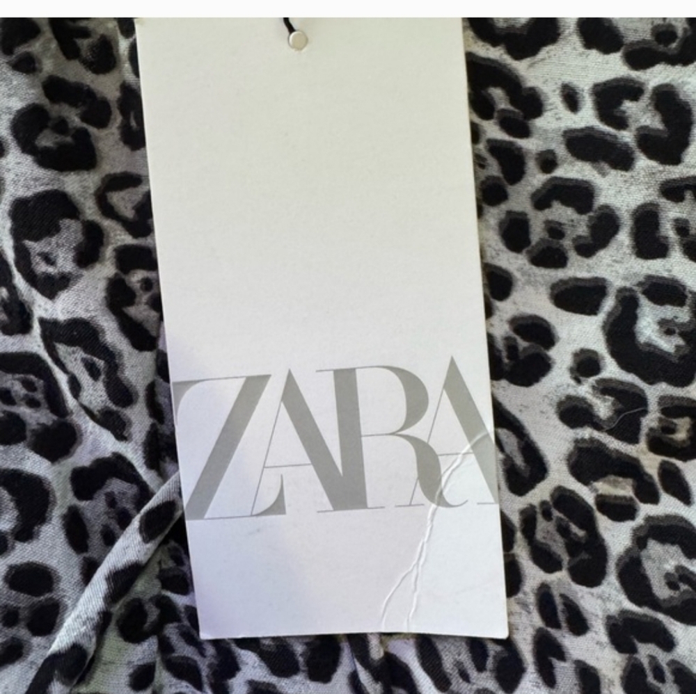 Zara Black and White Animal Print Trousers - Picture 2 of 4